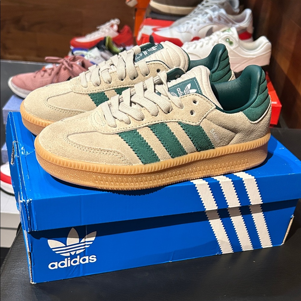 Adidas Samba XLG Green and Gray Shoes